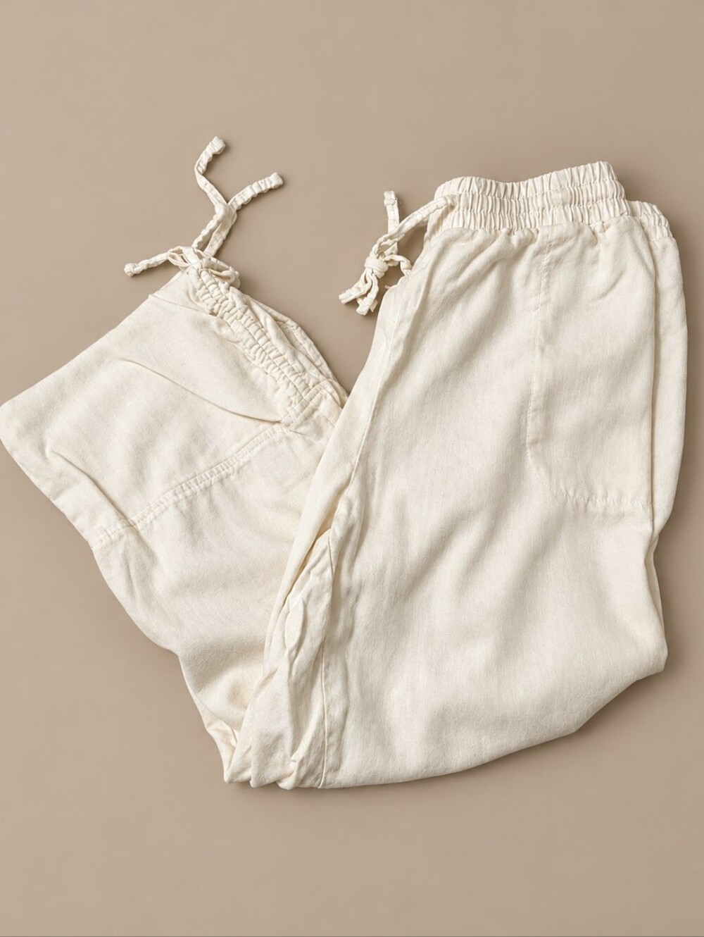 BRIGGS Crop Pants White Drawstring Ruched Hem Size 14 Lagenlook - Picture 9 of 14